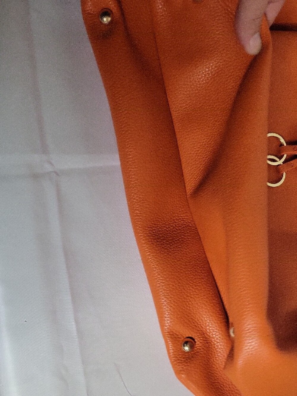 Orange Pebbled Tote with Ring Accent - Picture 4 of 8